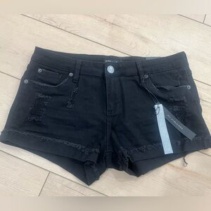 STS Blue black distressed denim shorts
